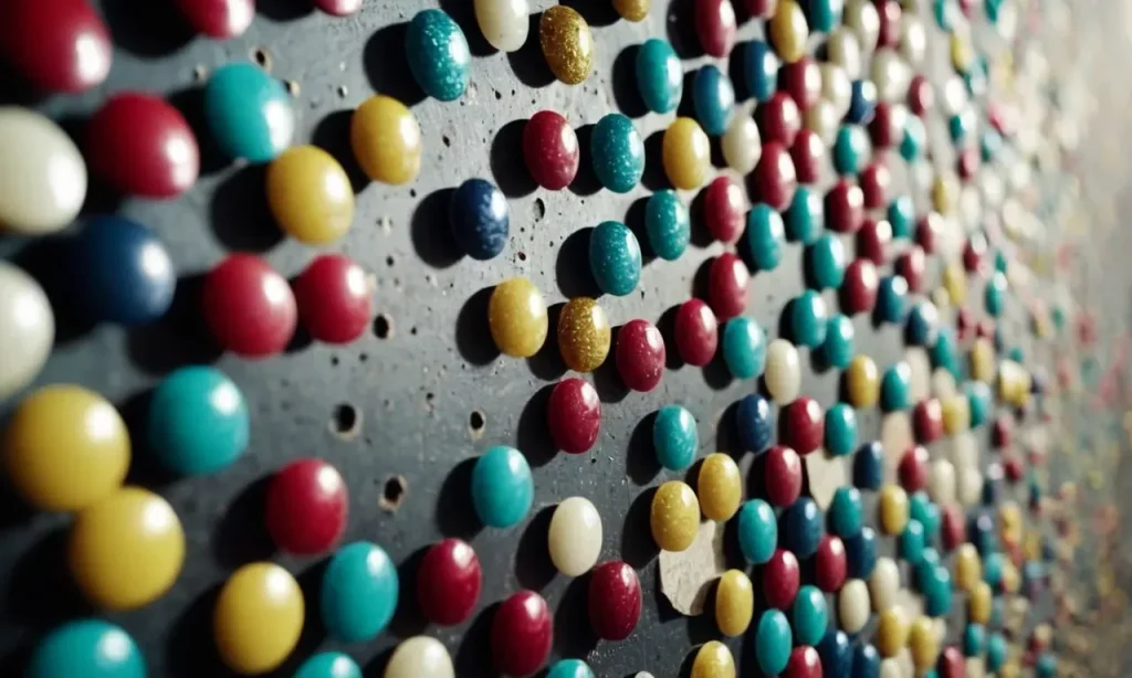 A close-up shot capturing a wall with numerous nail pops, revealing the imperfections and highlighting the question of what constitutes a normal number.