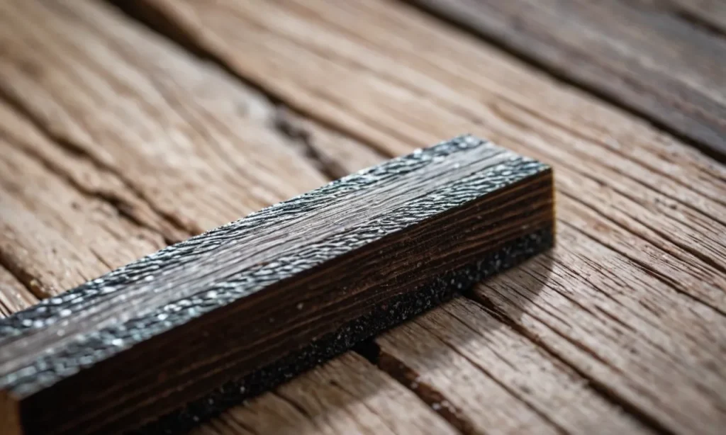 A close-up photo shows a nail file held against a piece of rough wood, capturing the texture and the question of whether it can substitute sandpaper.